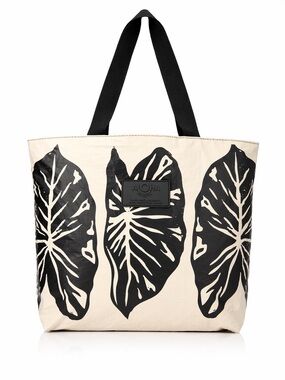 ALOHA Collection Day Tripper Kalo Black on Sandstone Splash Proof Tote Bag NWT